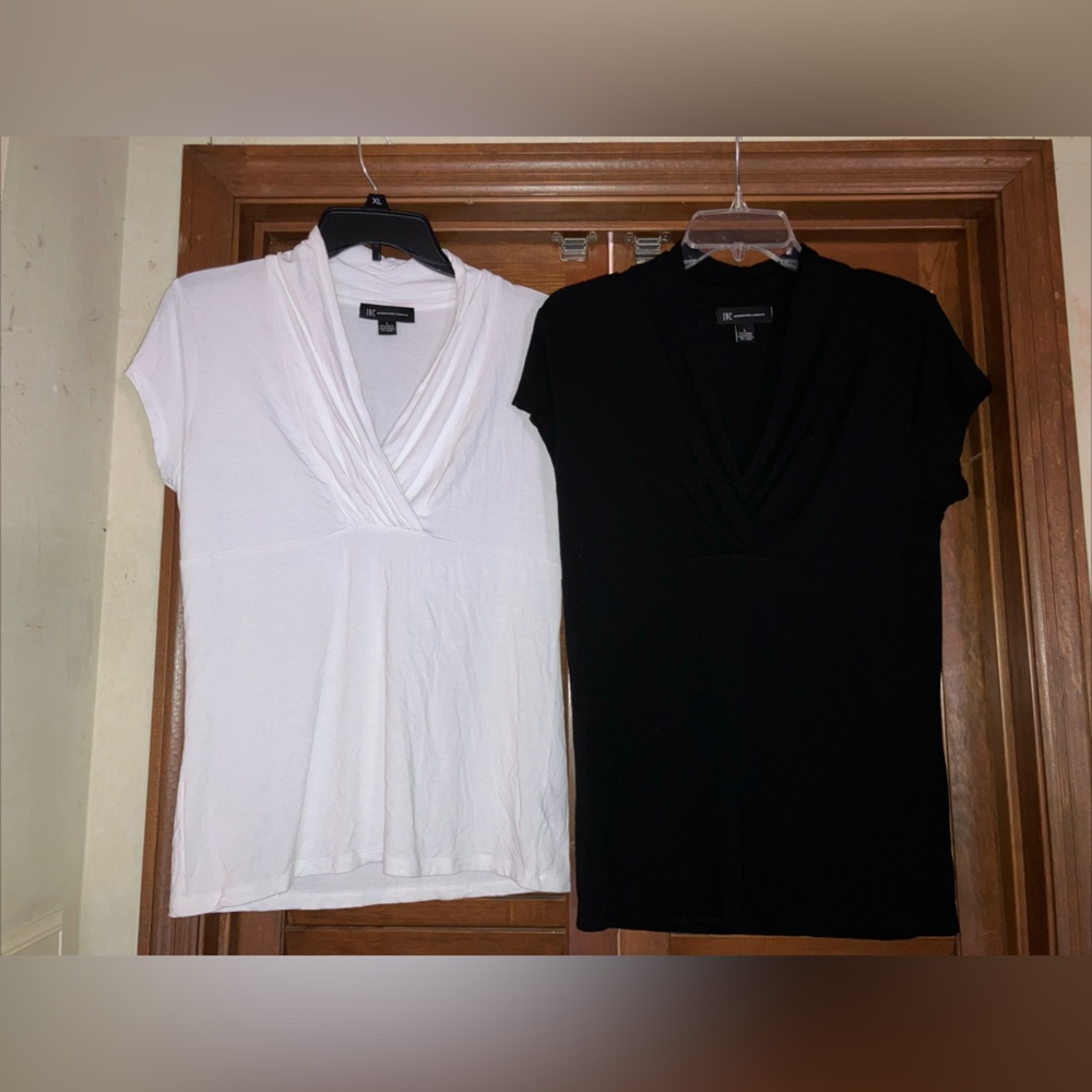 Inc International Concepts Tops Lot Black/White Short Sleeve Size Large V Neck